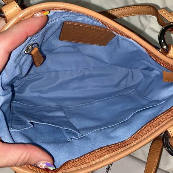 RARE like new Coach Polka Dot Leah F14730 Mini Bag Multicolor Tan Leather - Picture 15 of 16